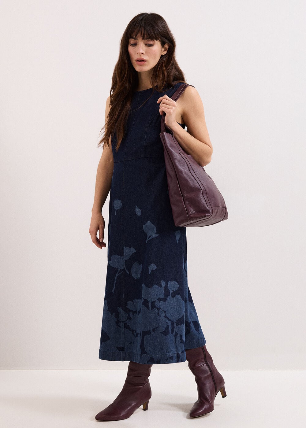 Juliette Floral Denim Midi Dress
