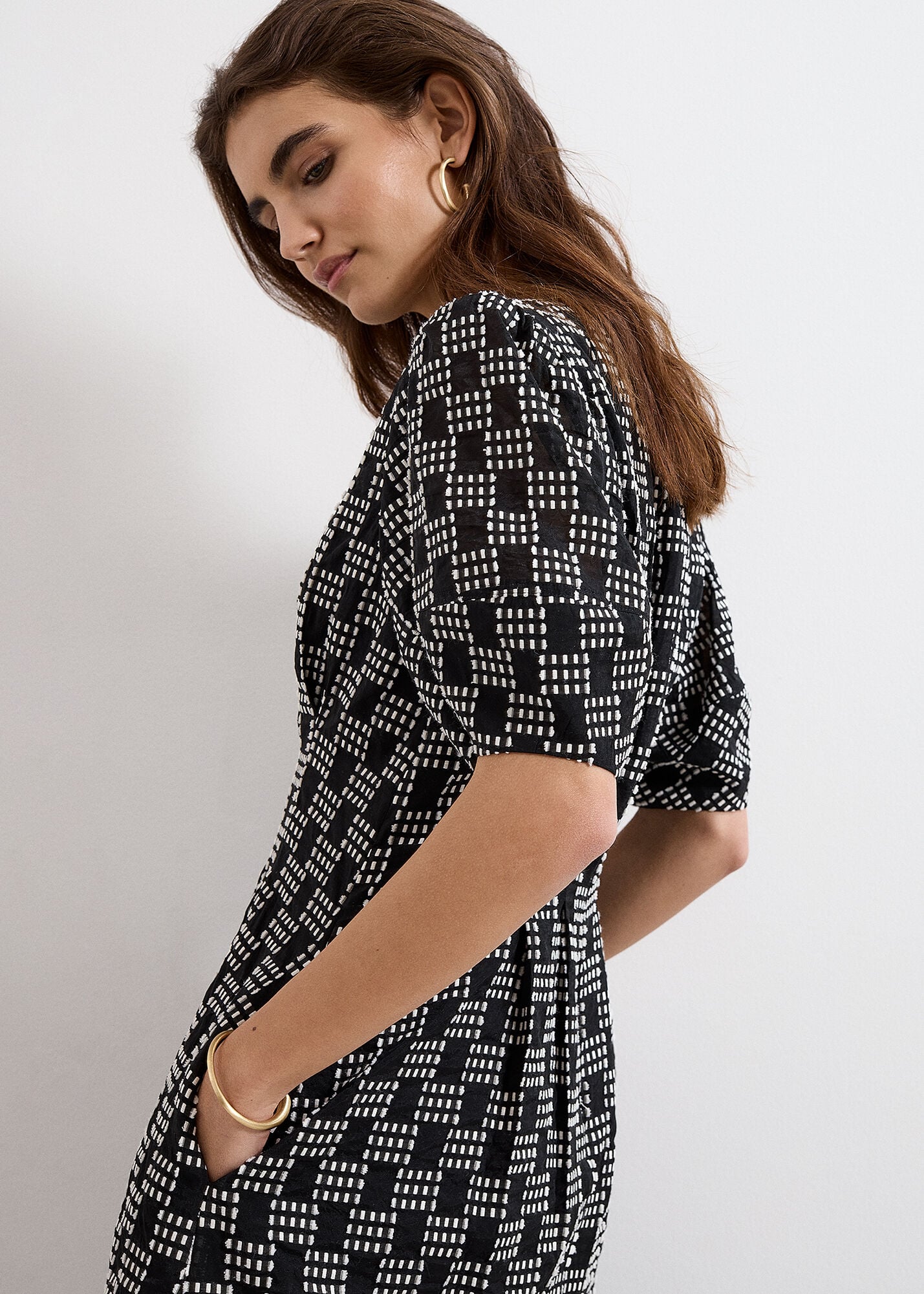 Yasmine Check Textured Midi Dress | Phase Eight UK |