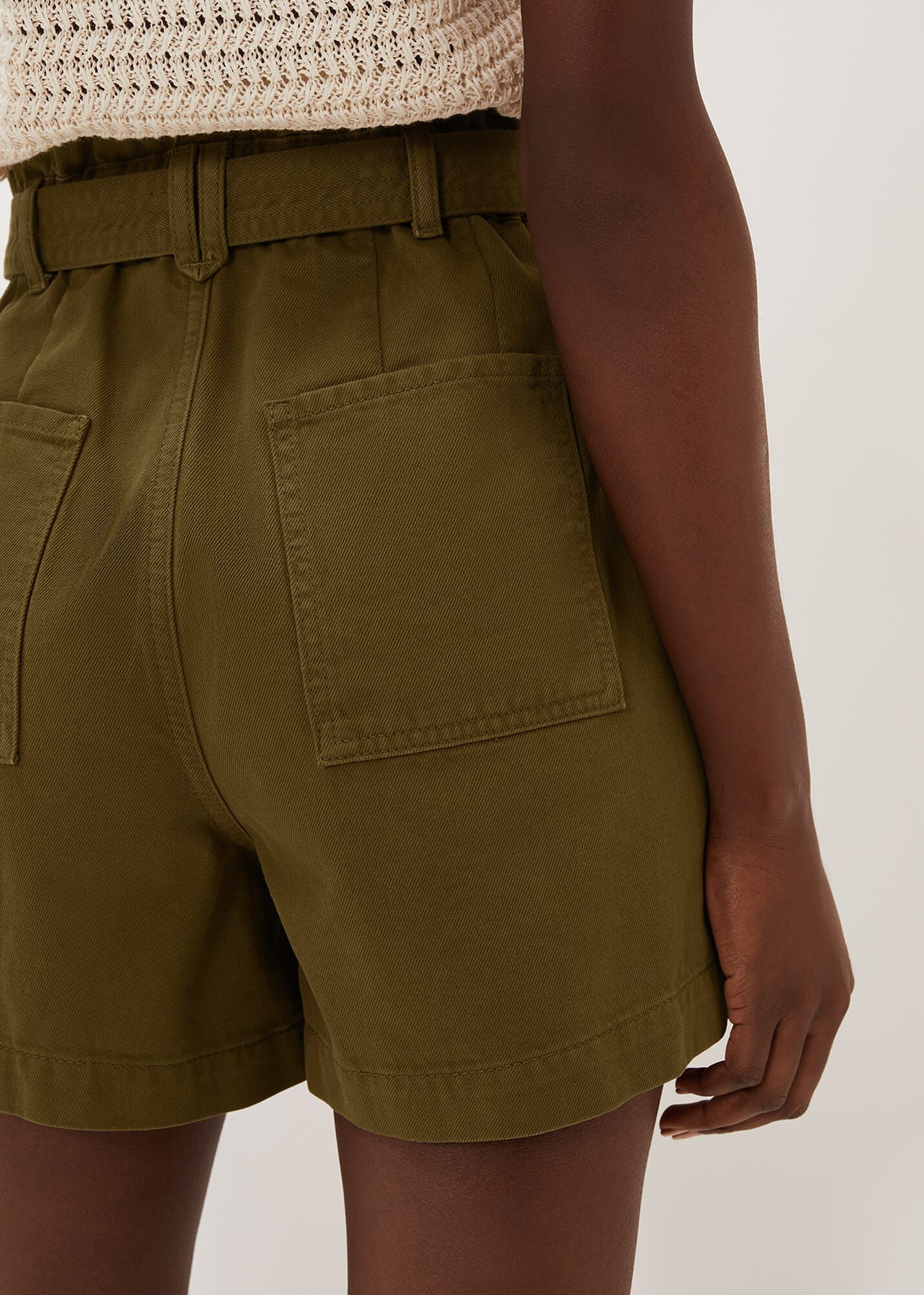 Natural Phase Eight Cotton s Pollie Denim Cargo Shorts in Khaki Womens Clothing Shorts Cargo shorts 