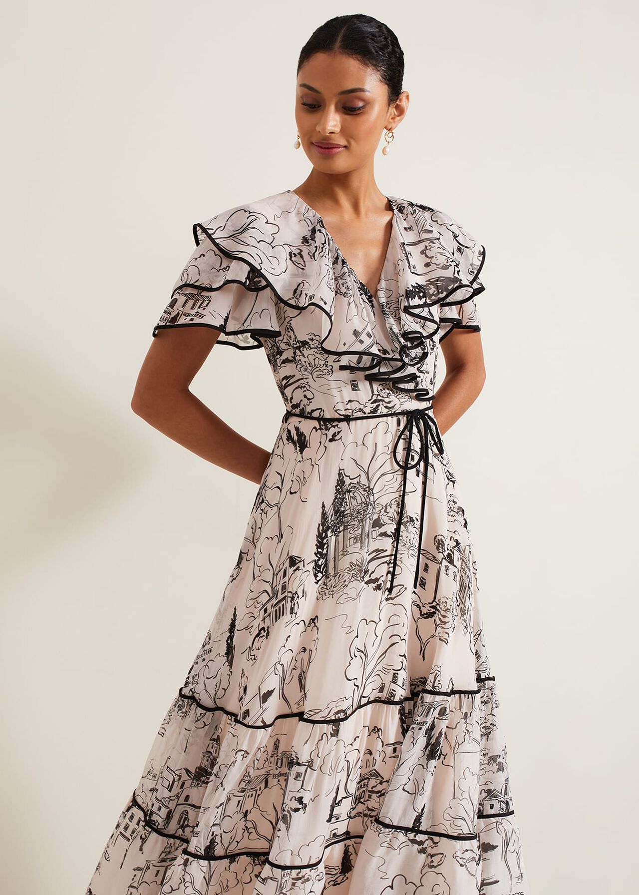 Arlette Sketch Print Maxi Dress