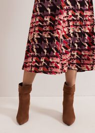 Brown Suede Cone Heel Western Boot