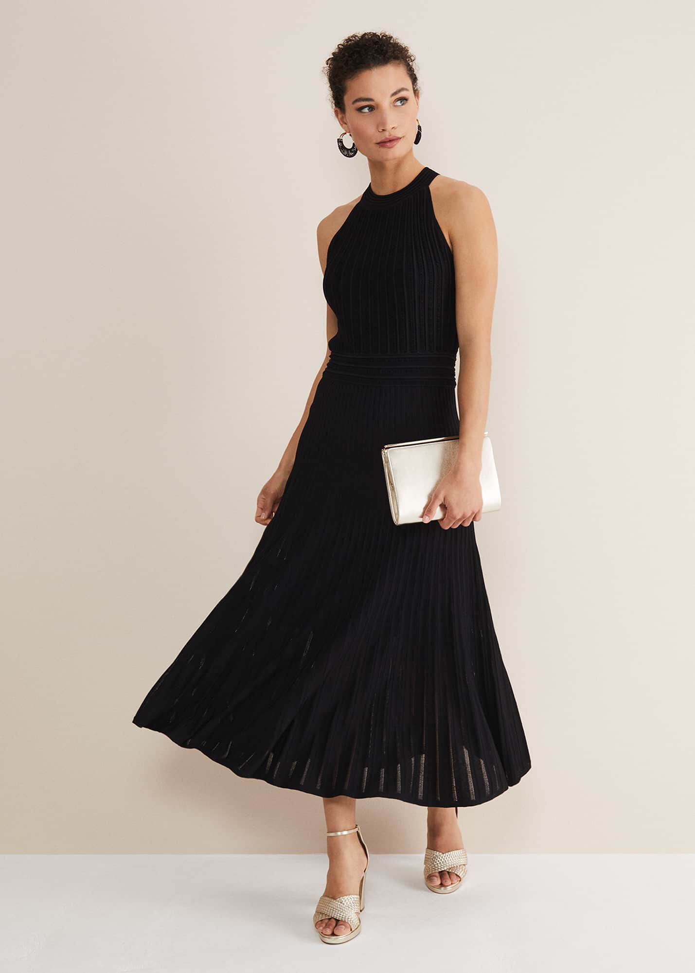 Athena pleated clearance maxi dress gold