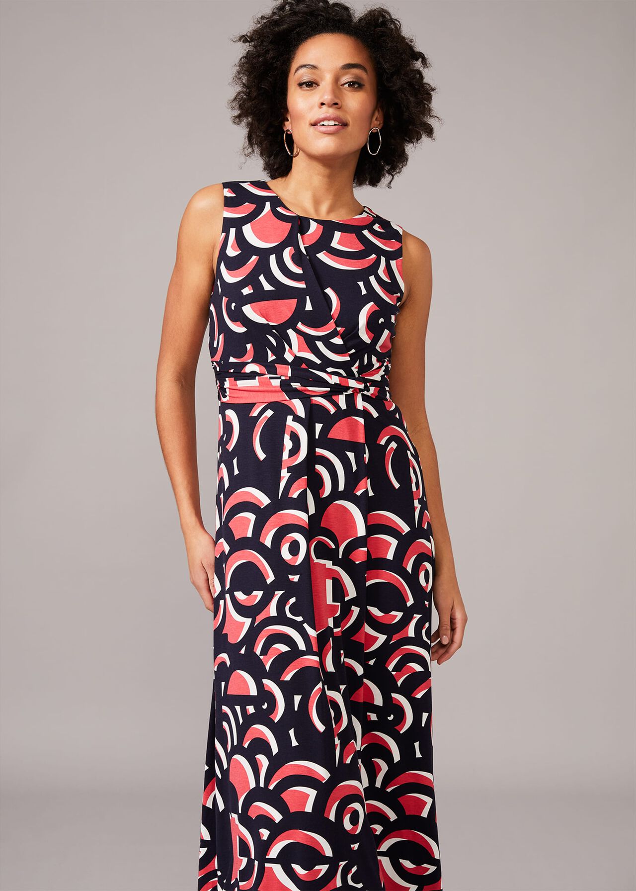 Noriko Swirl Print Maxi Dress