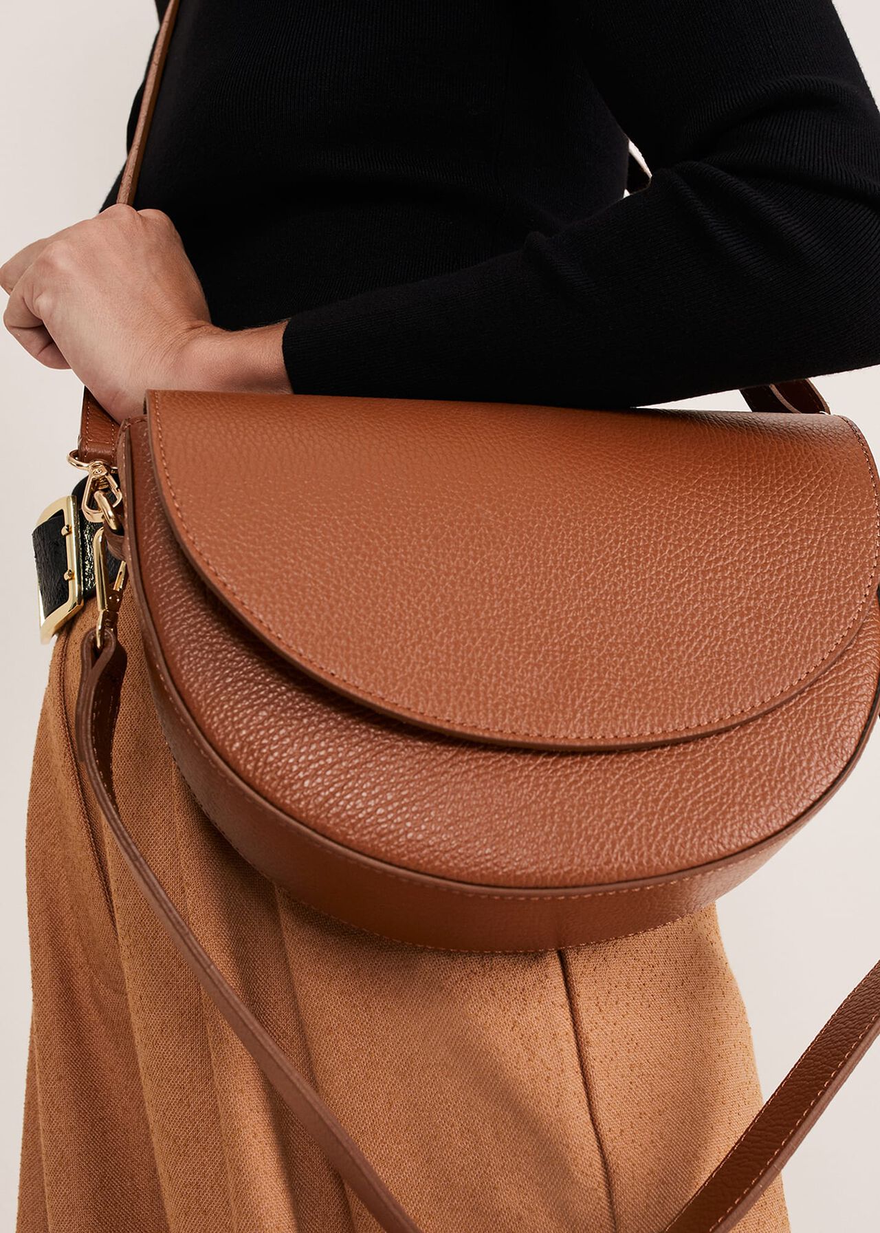 Textured Leather Cross Body Bag