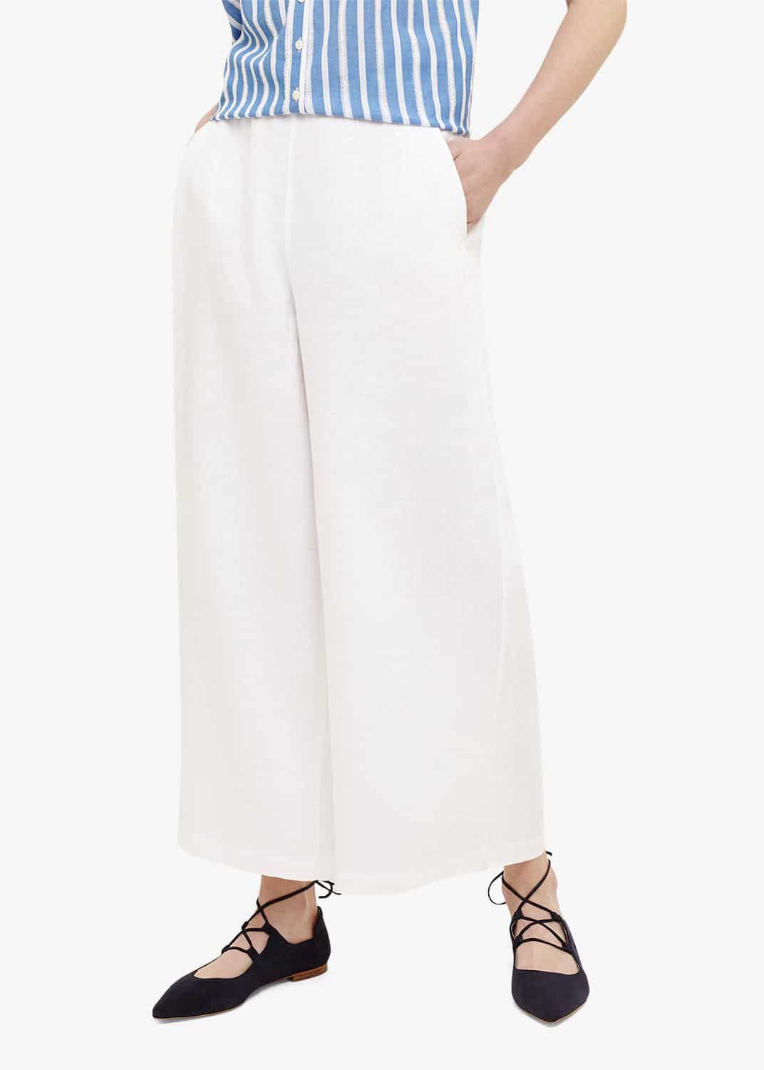 Luna Linen Wide Leg Crop Trousers 
