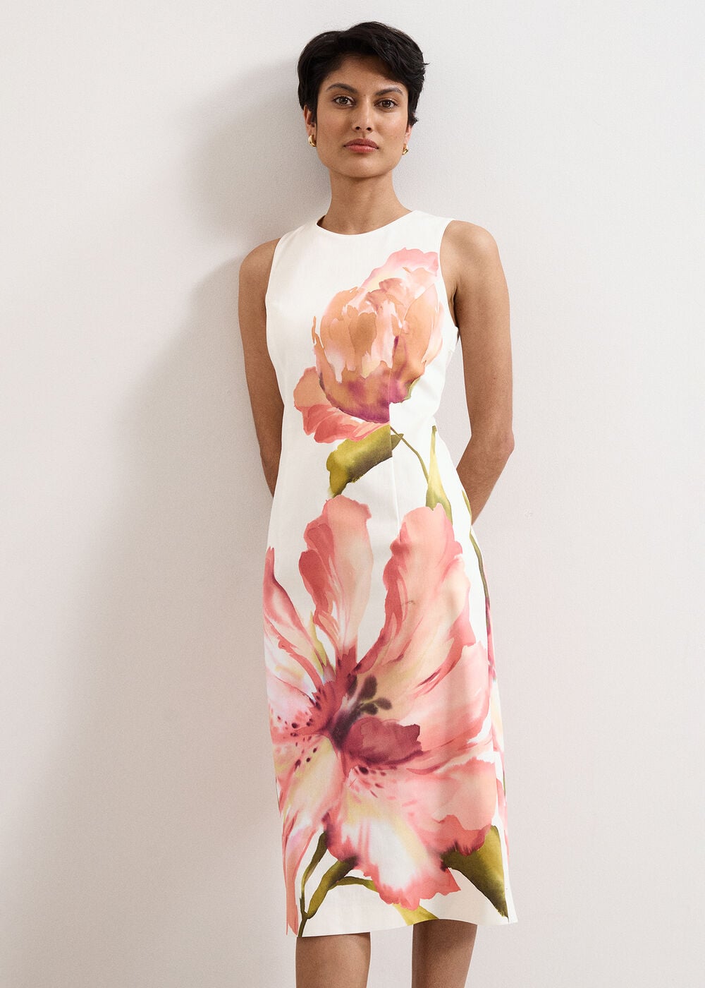 cream floral shift dress TCEC Women's Cream Floral Print Shift Dress