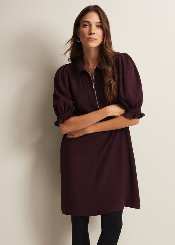 Candice Burgundy Zip Mini Dress