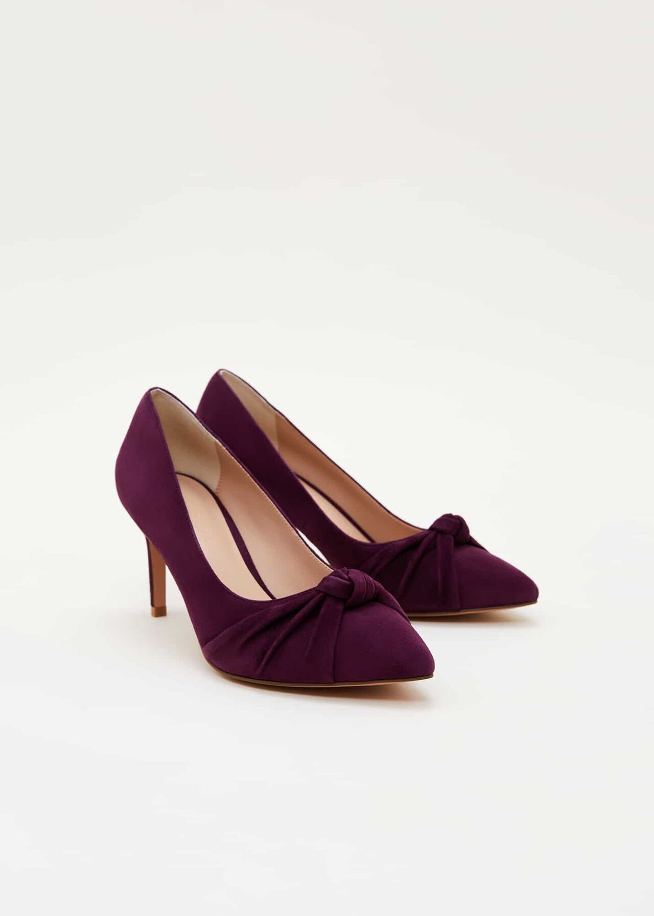 Knot Front Suede Court Shoe
