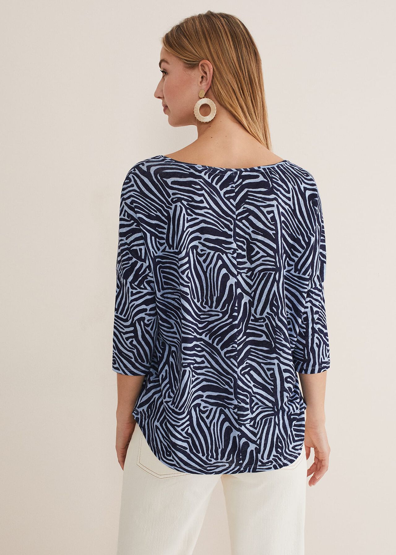 Moire Linen Zebra Print Top