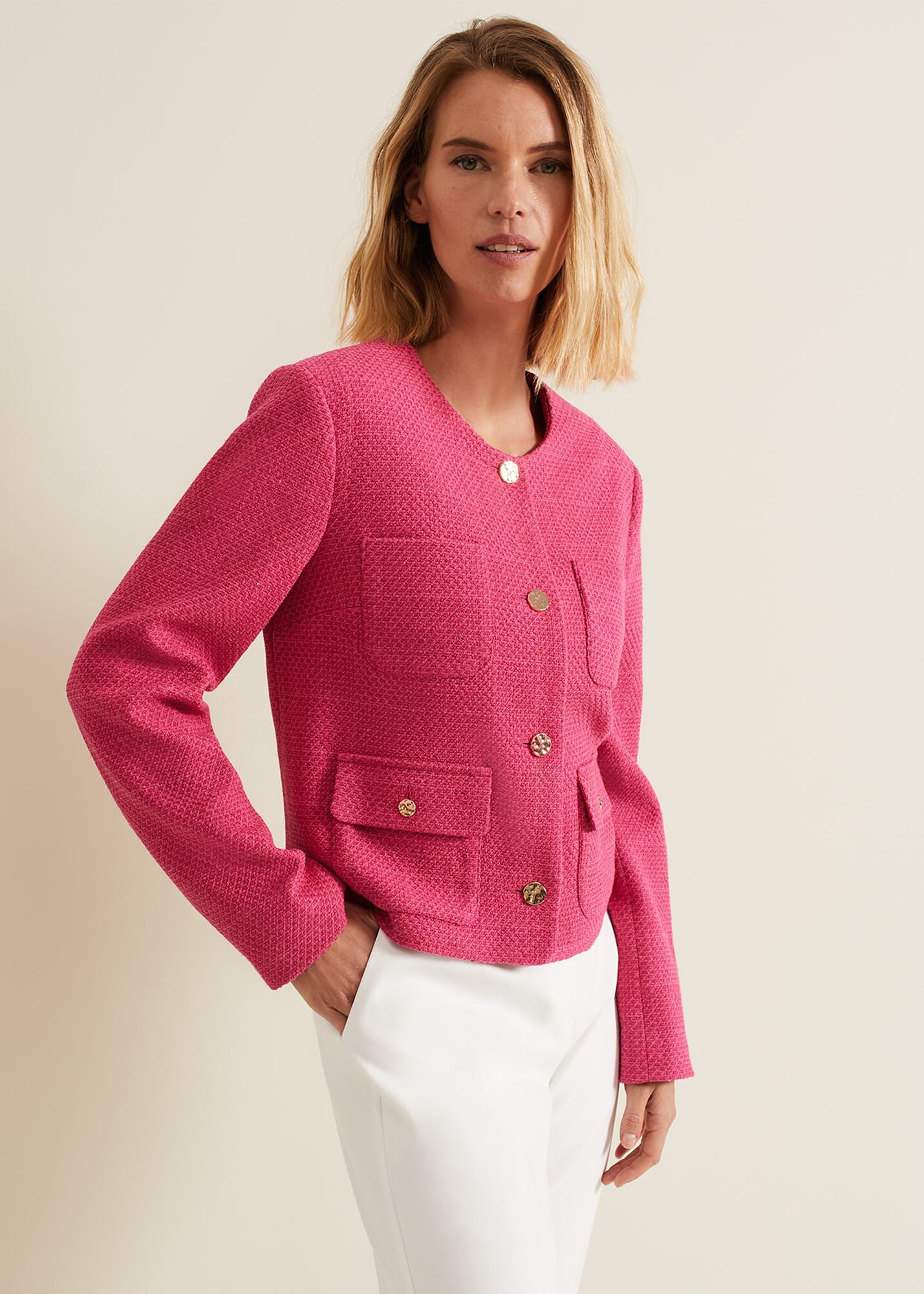 Ripley Pink Boucle Jacket | Phase Eight UK
