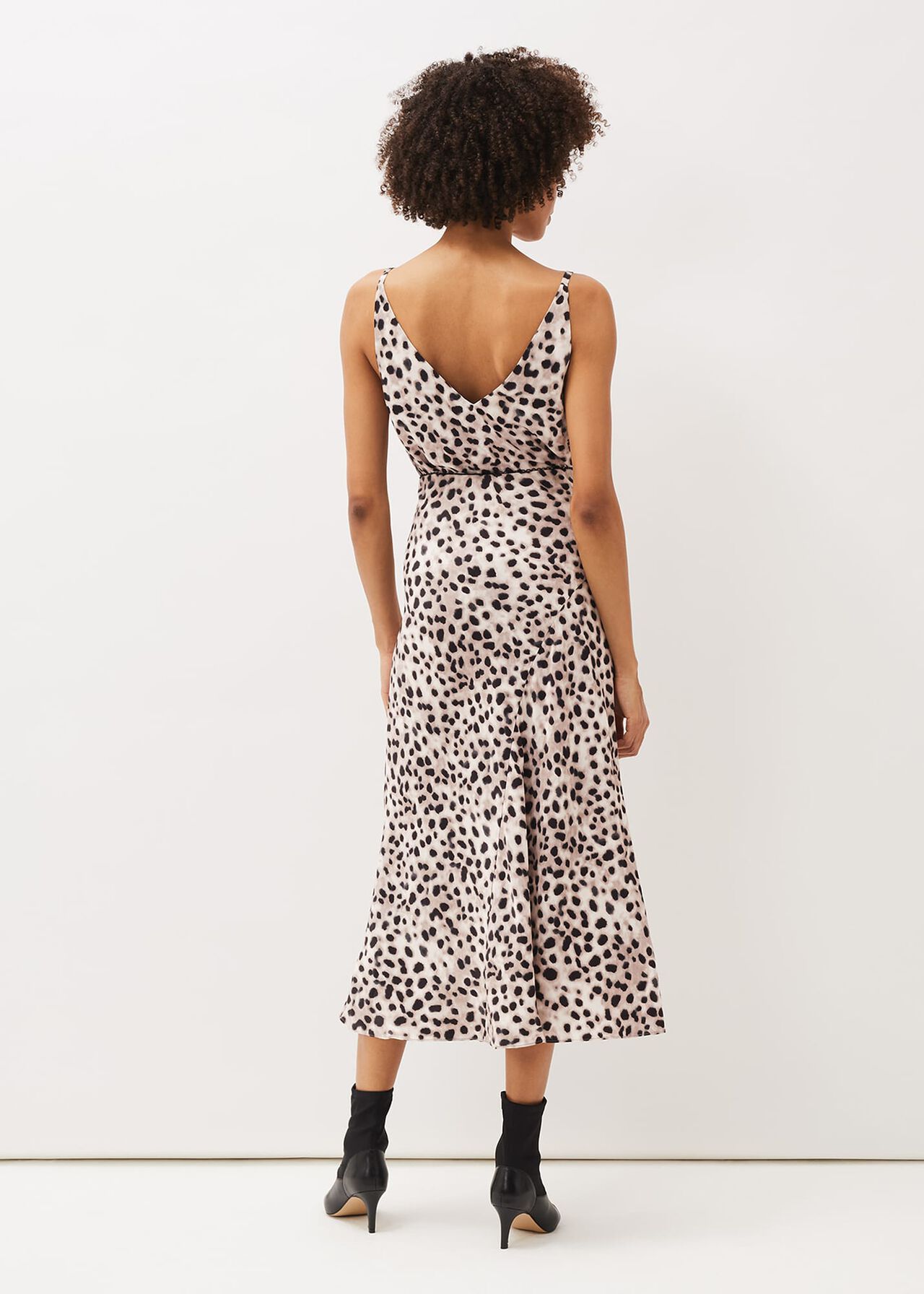 Calla Leopard Print Satin Midi Skirt