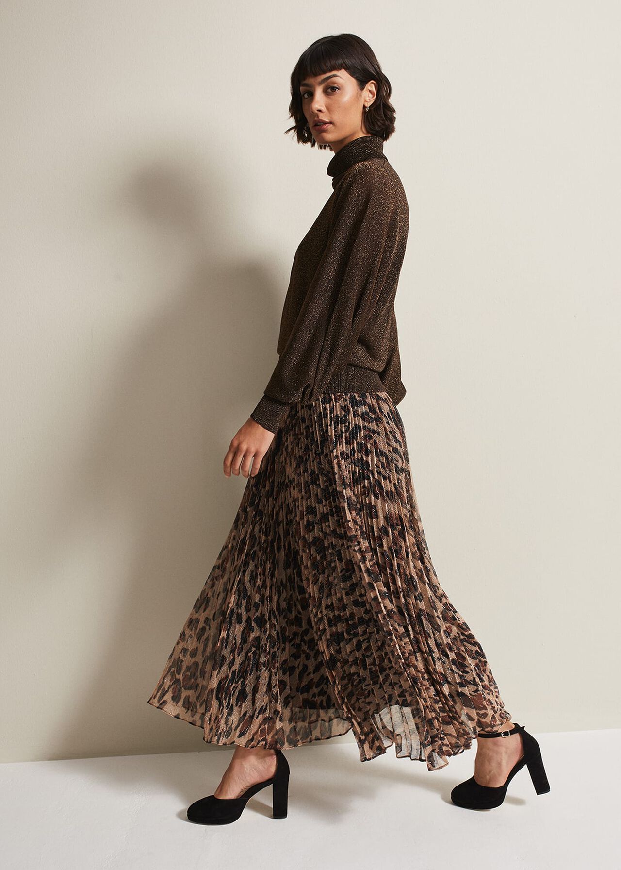 Lesia Leopard Pleated Maxi Skirt | Phase Eight UK