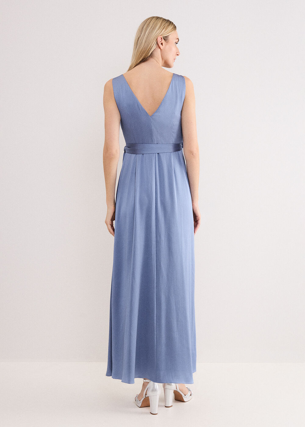 Aster Tfnc Blue Bridesmaid Dress Emlyn Wrap Satin Maxi Dress Phase Eight ROW