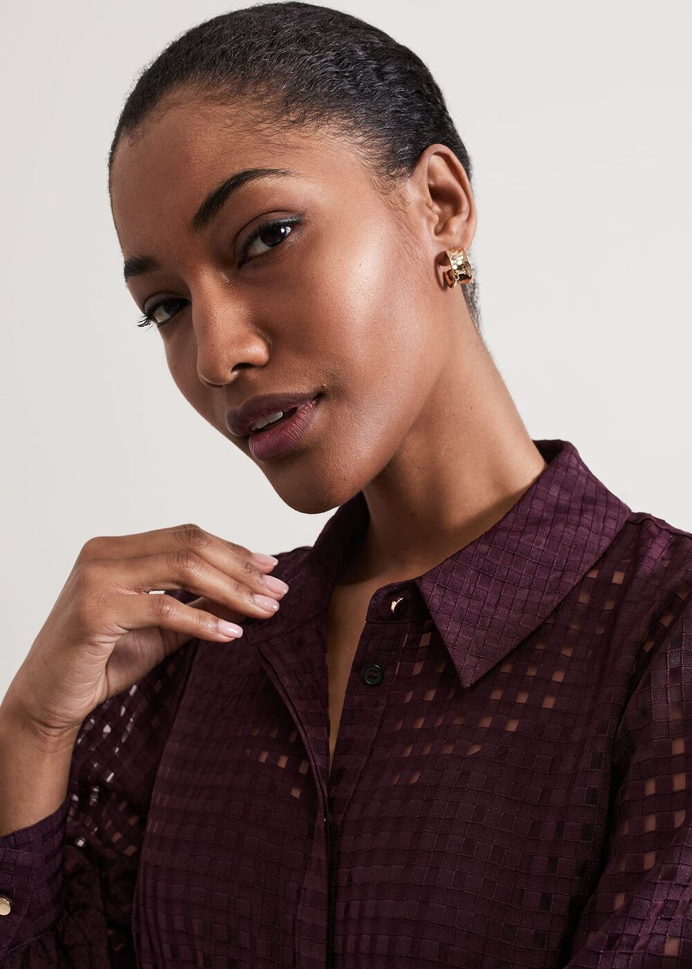 Natalie Burgundy Shirt Dress