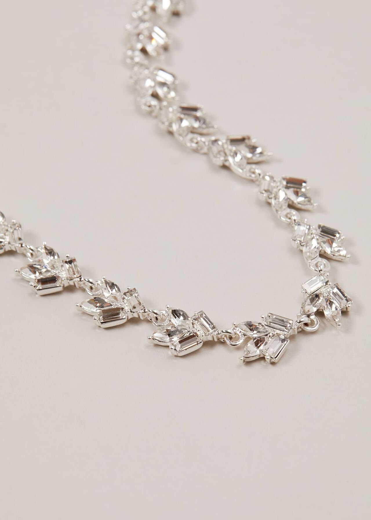 Silver Plated Stone Cluster Necklace