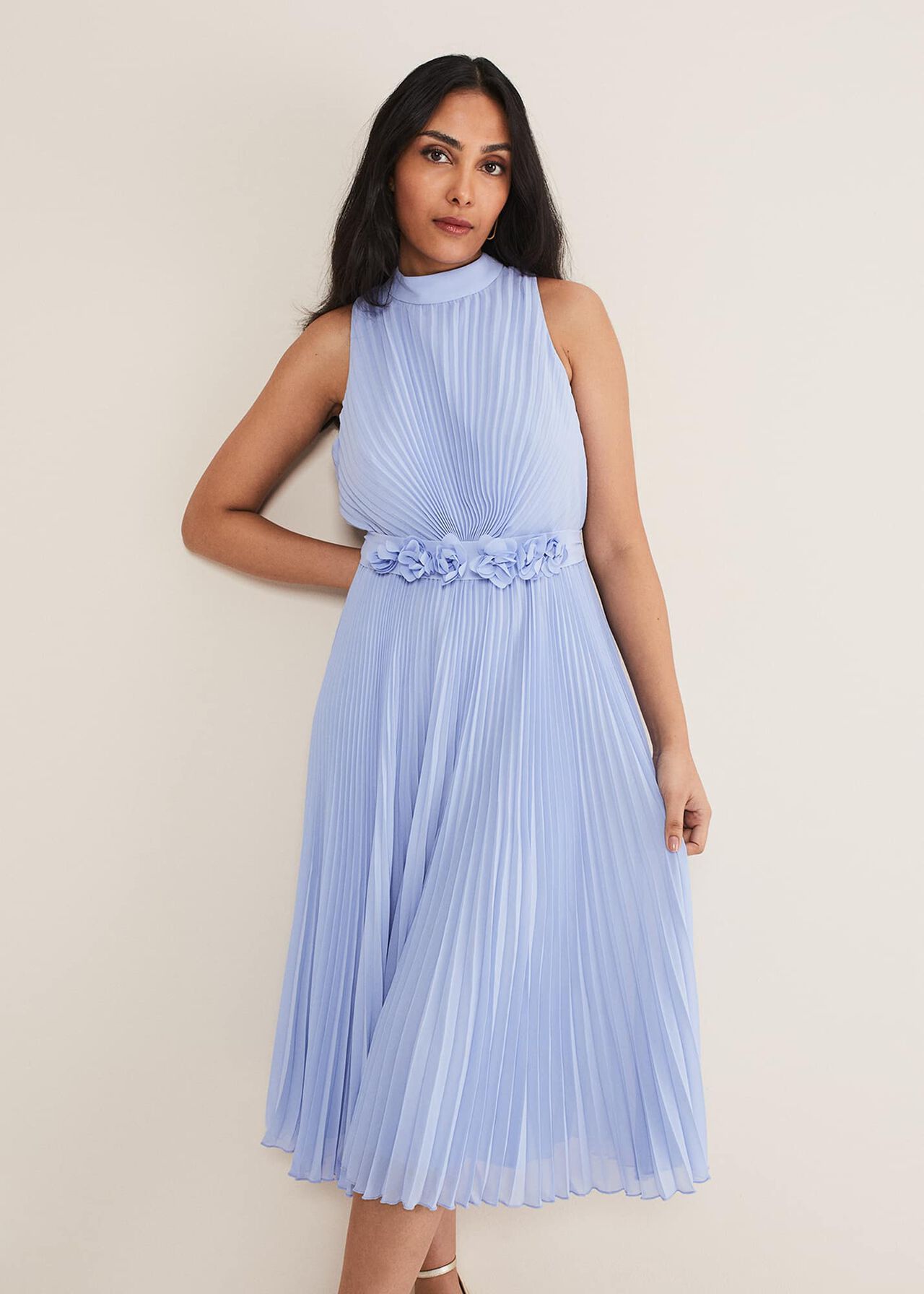 Blue pleated dress