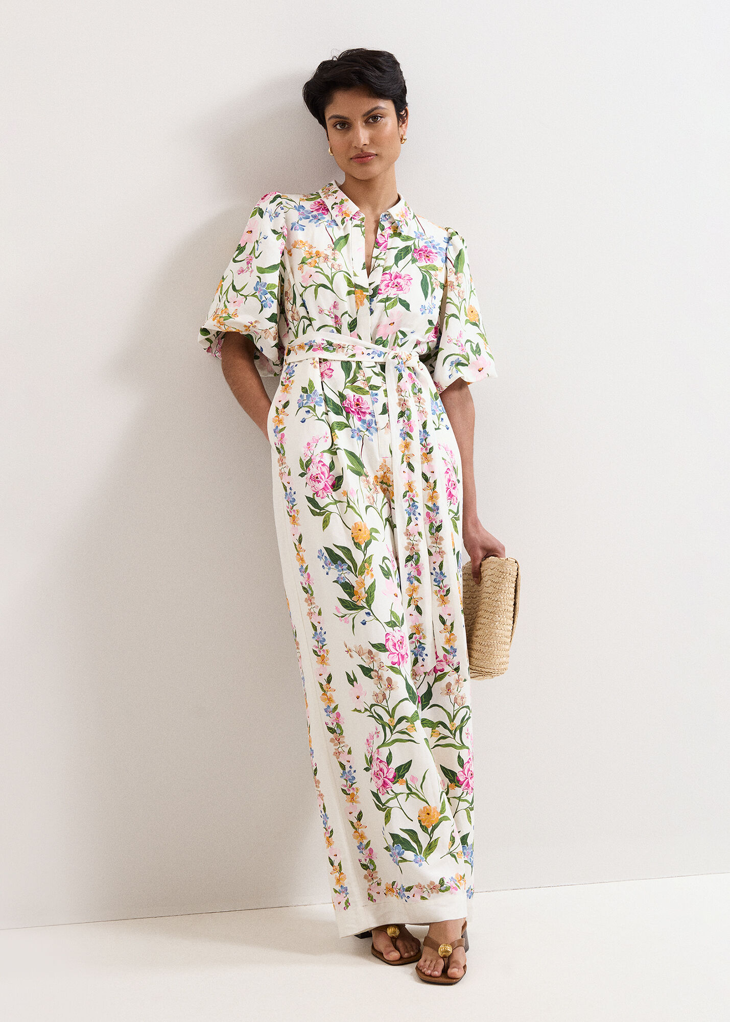 Camilla Floral Tie Waist Jumpsuit | Phase Eight UK |