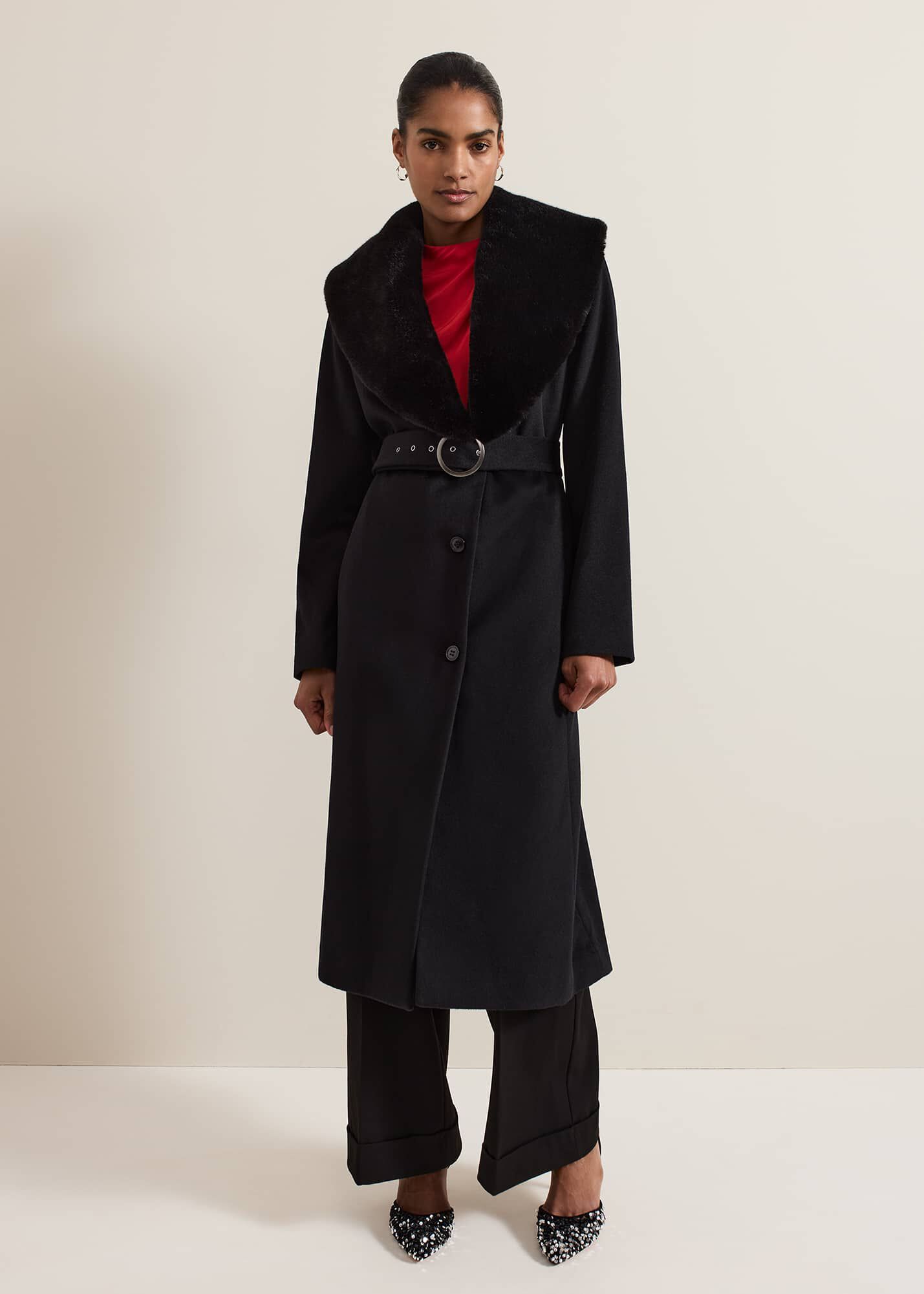 Faux fur collar wool coat new arrivals