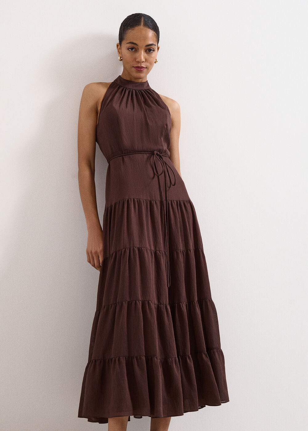 Nita Halterneck Linen Maxi Dress