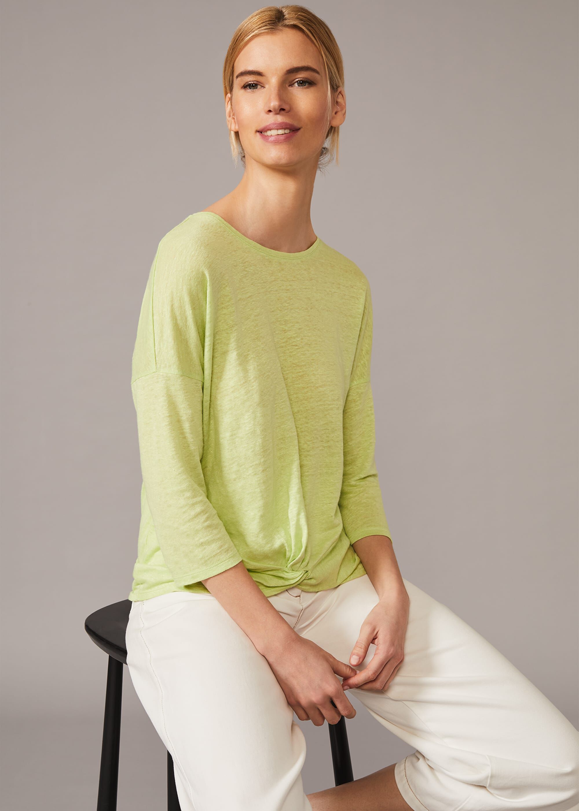 Catrina Twist Hem Linen Top | Phase Eight