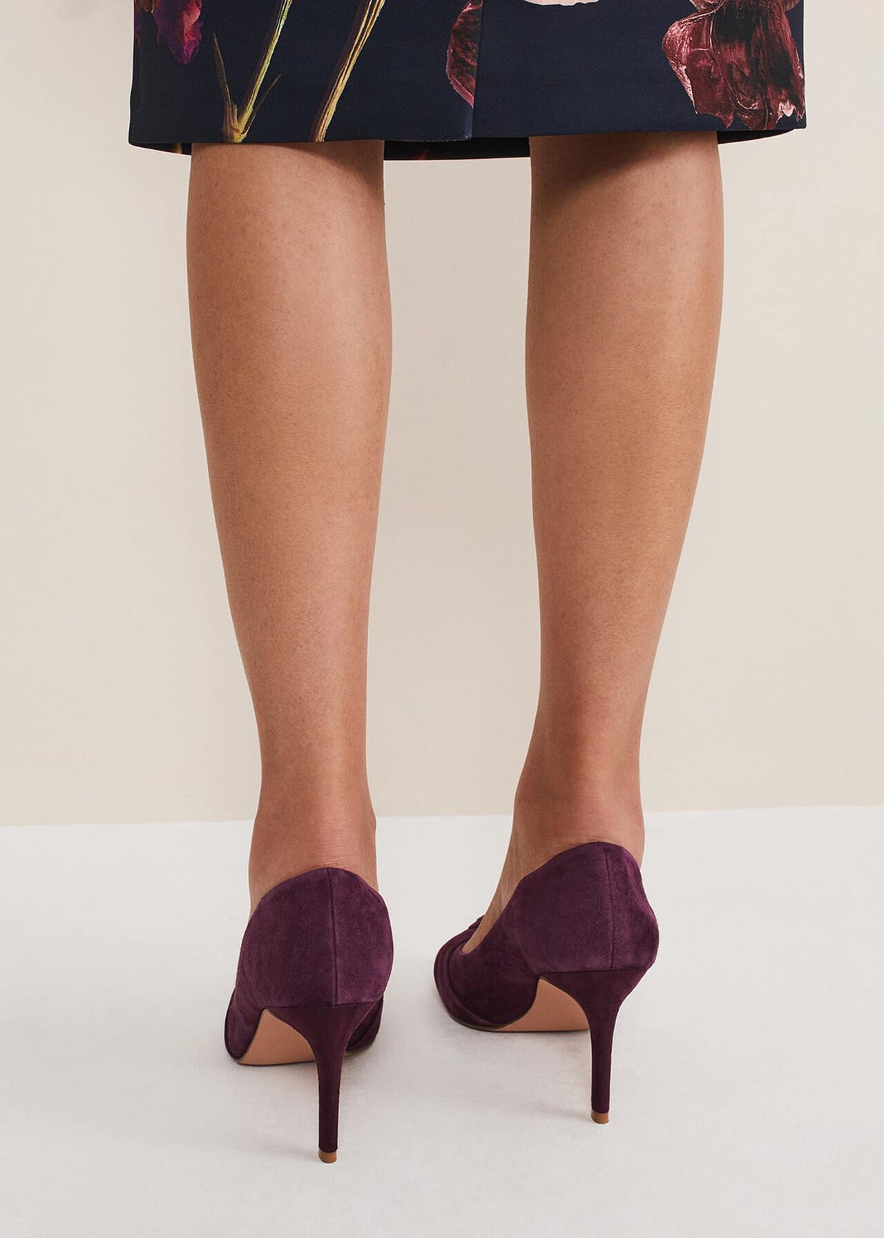 Knot Front Suede Court Shoe