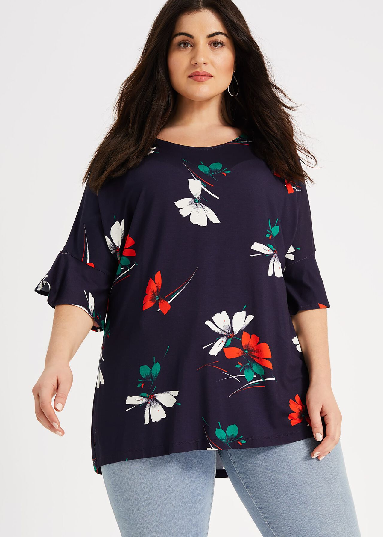 Allora Printed Flare Sleeve Top
