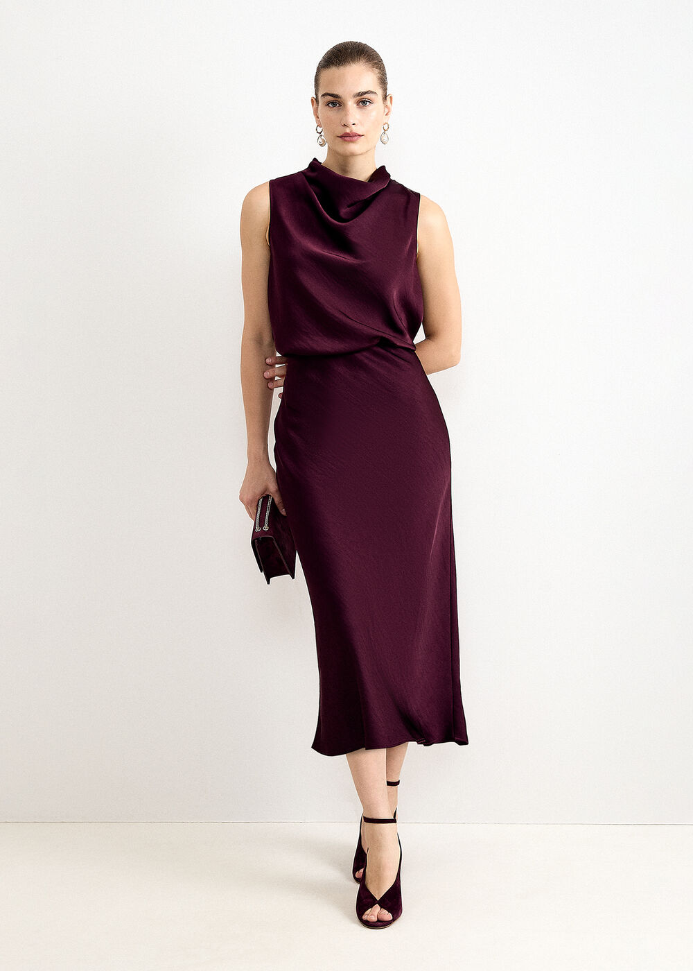Blake Burgundy Satin Slip Skirt