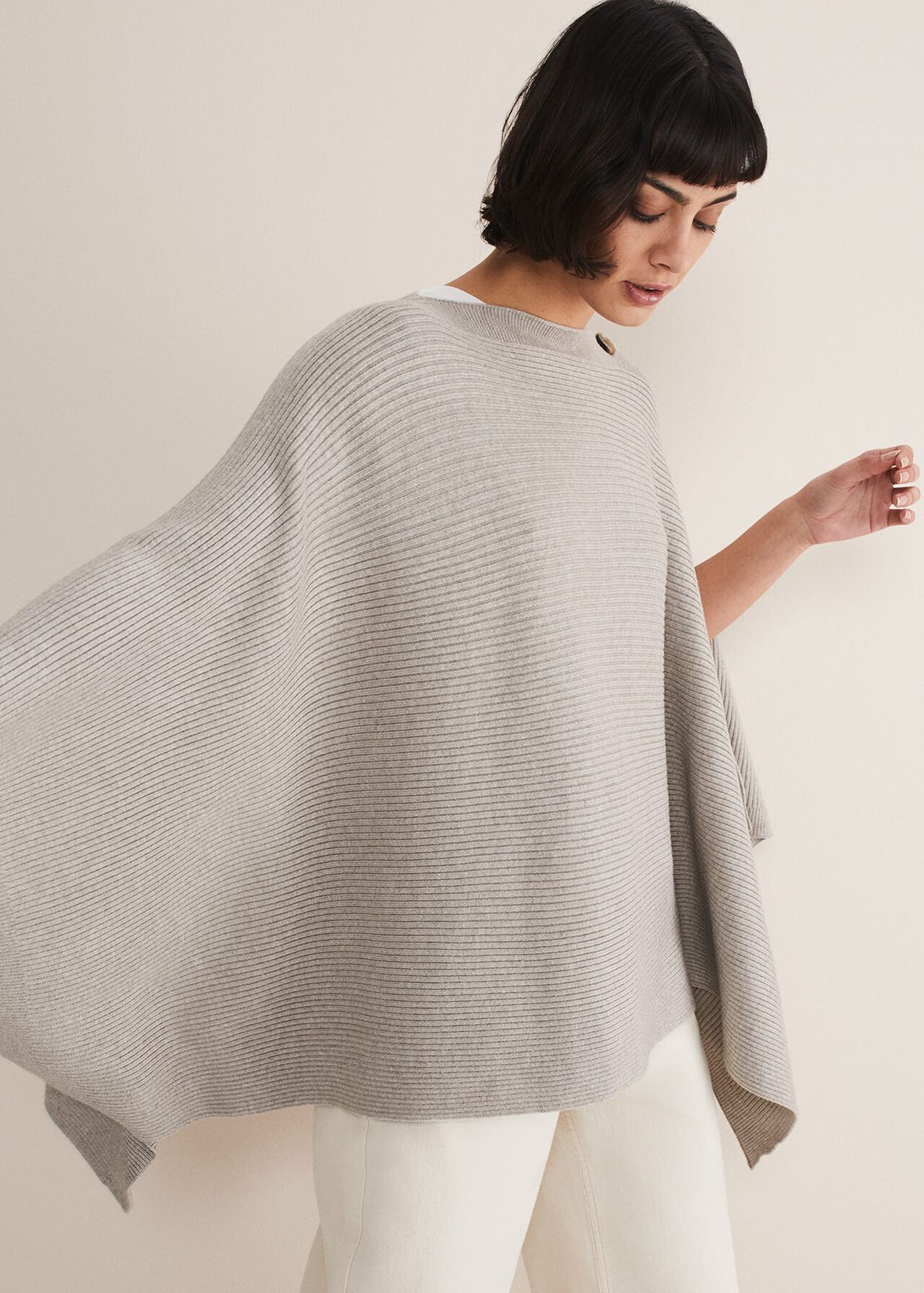 Ribbed Button Poncho
