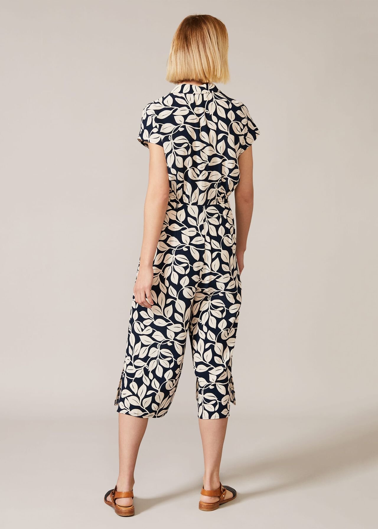 Palm Print Culotte Jumpsuit