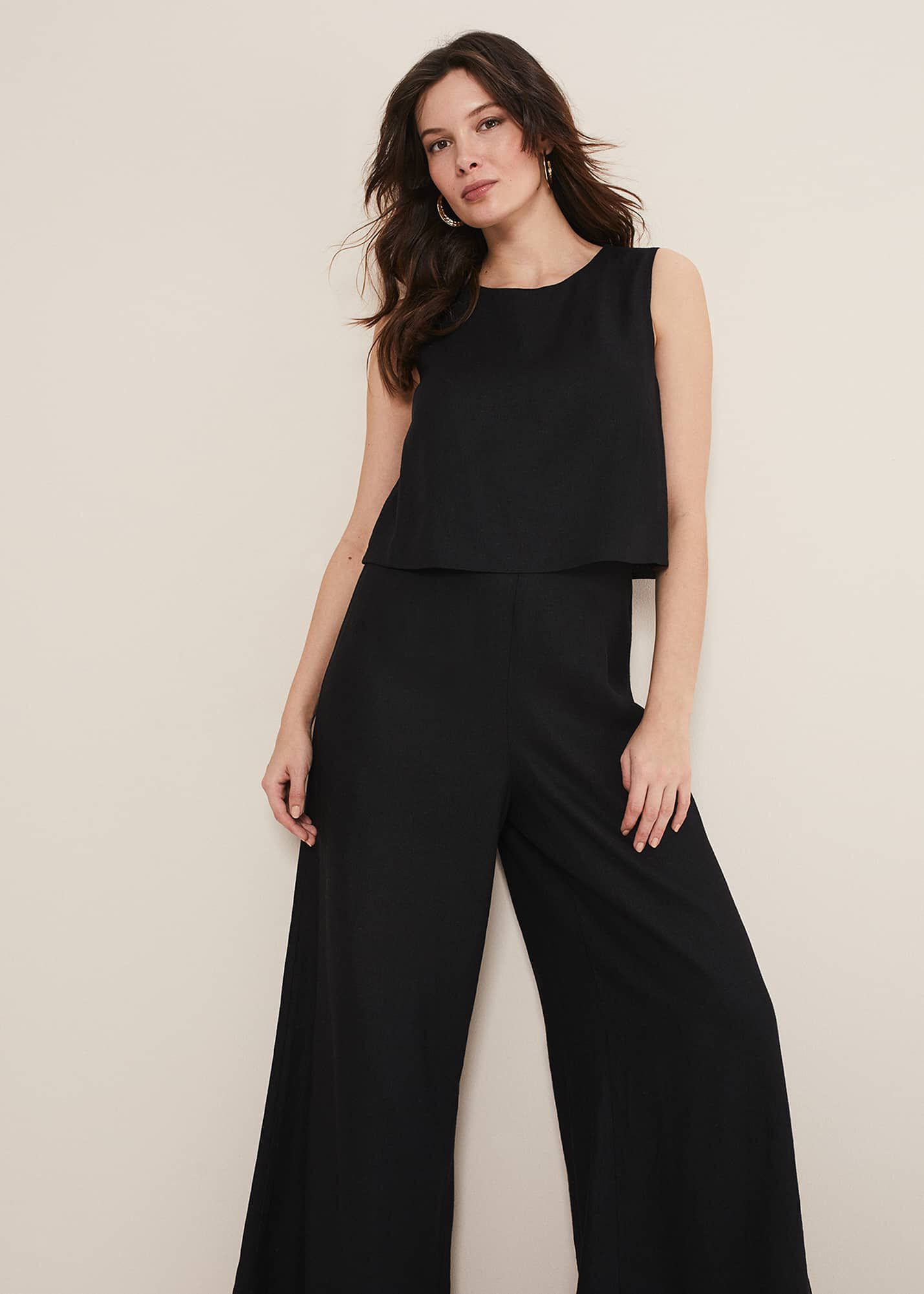 【Phase Eight】英国発！ Aubrey リネン Wide Leg Jumpsuit 221712050-04-aubrey-black-