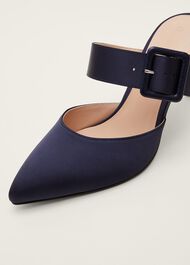 Textured Buckle Satin Heel