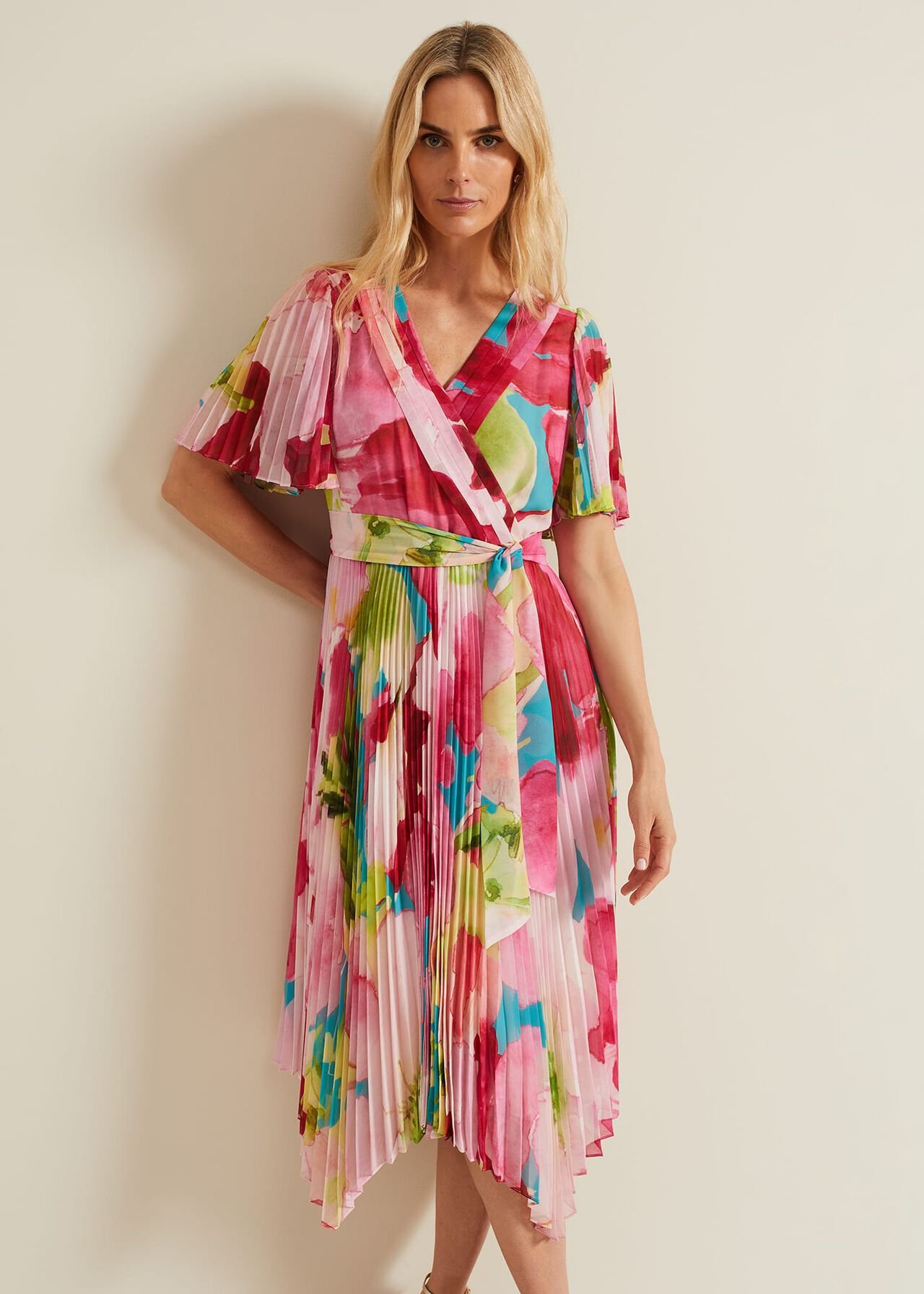 Kendall Floral Pleat Midi Dress