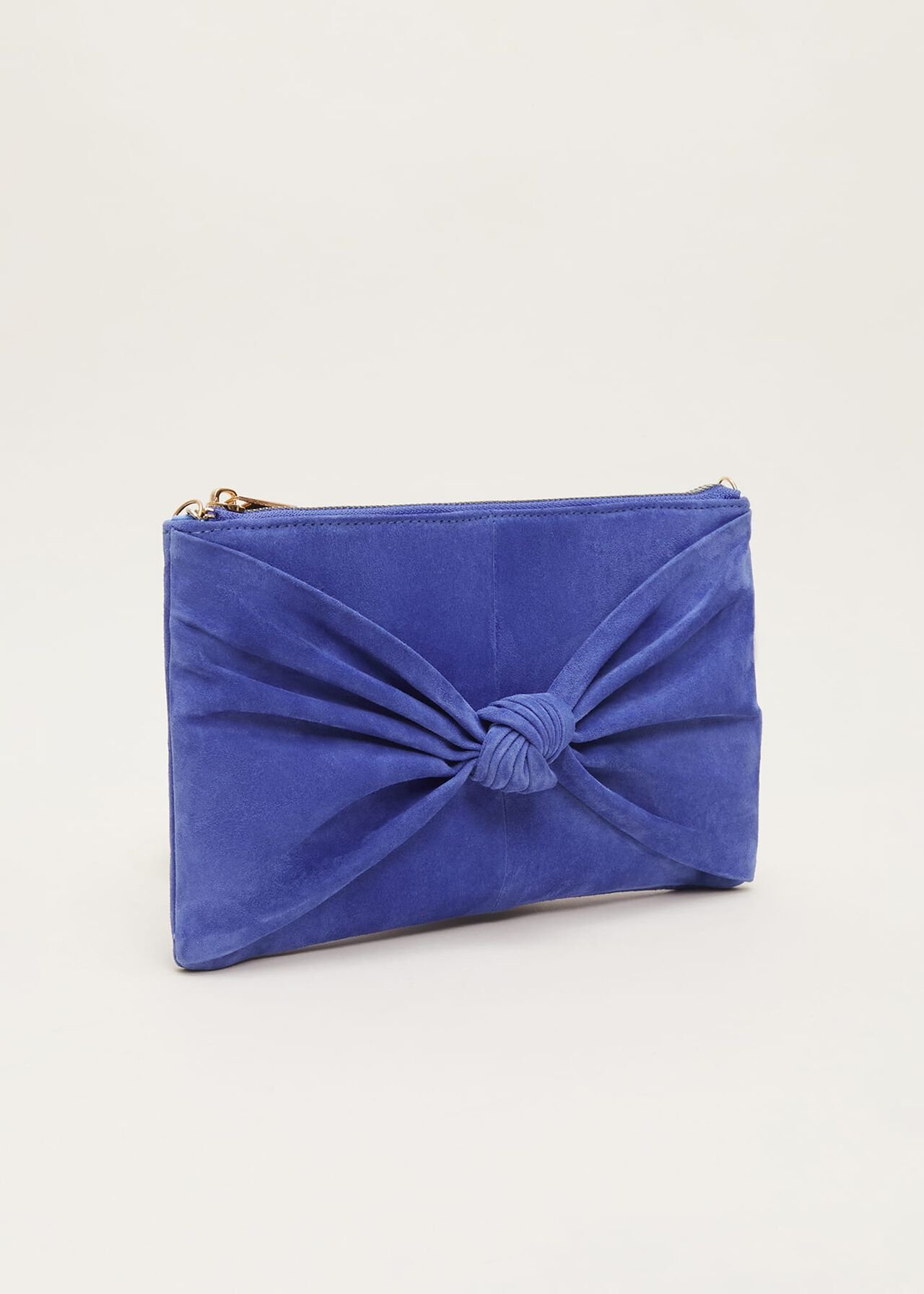 Blue Suede Clutch Bag