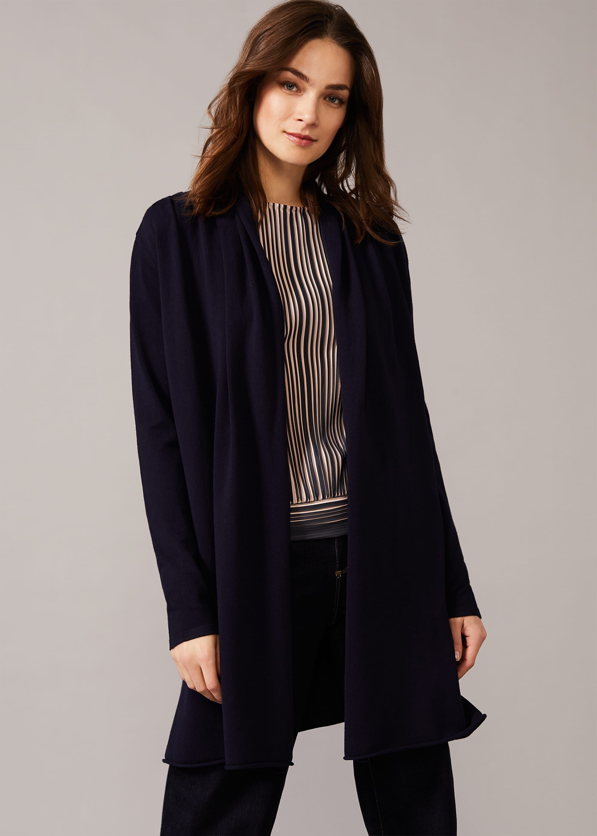 navy longline cardigan uk