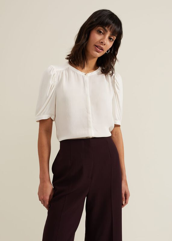 Joanne Jersey Woven Detail Top