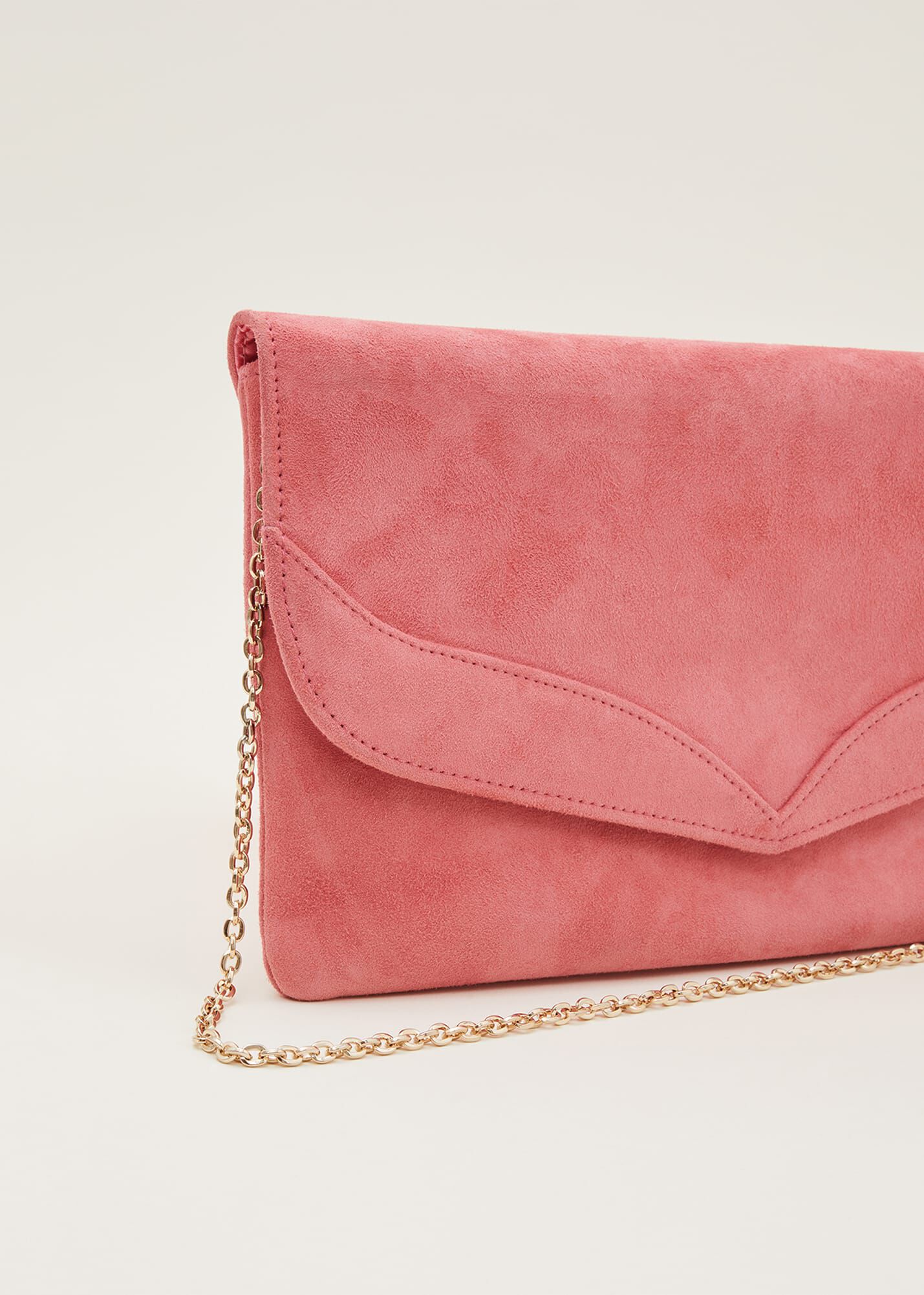 Coral suede hotsell clutch bag