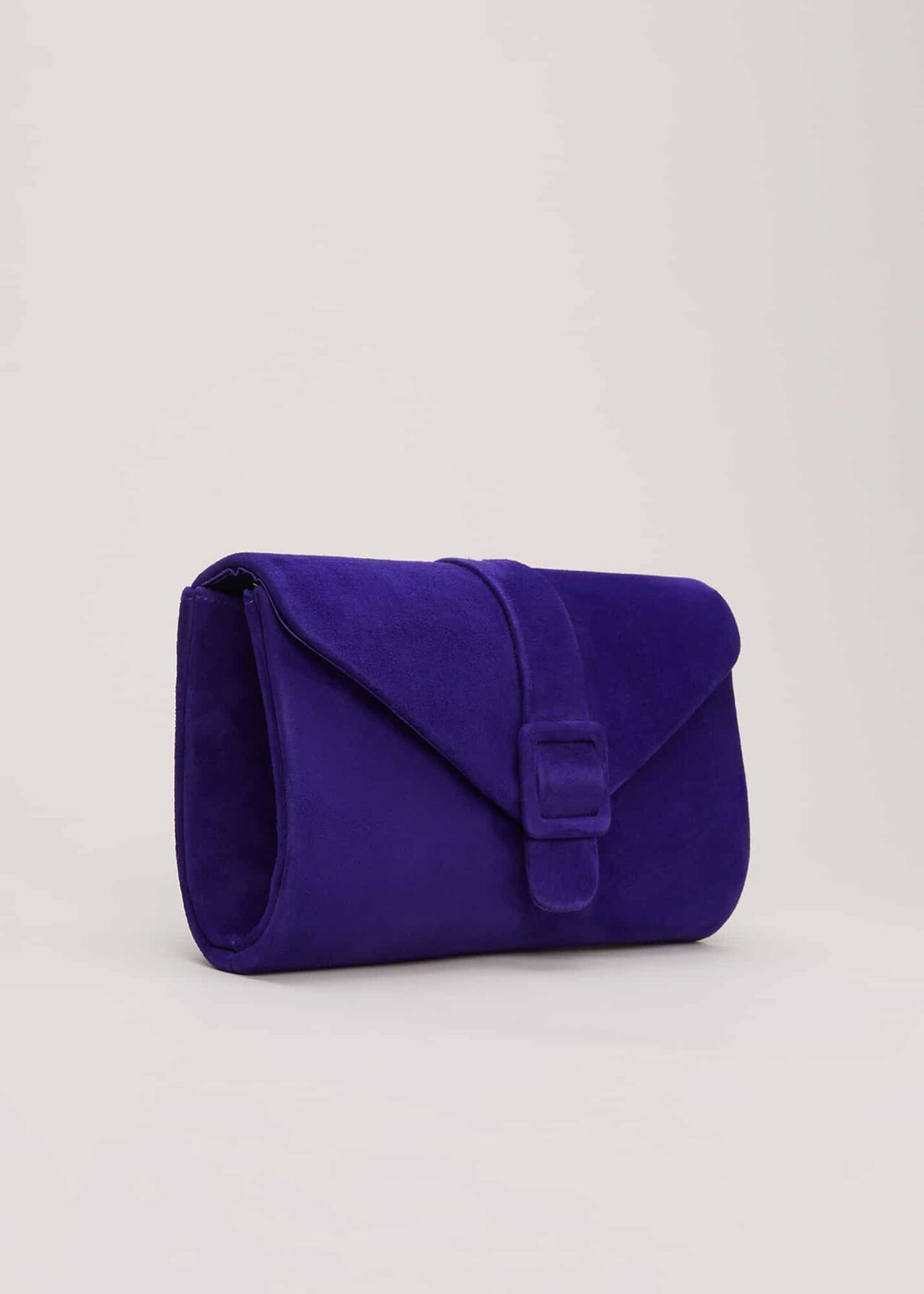 Blue Suede Clutch Bag