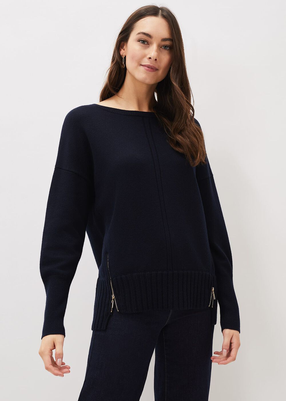 Steph Zip Detail Wool Blend Jumper