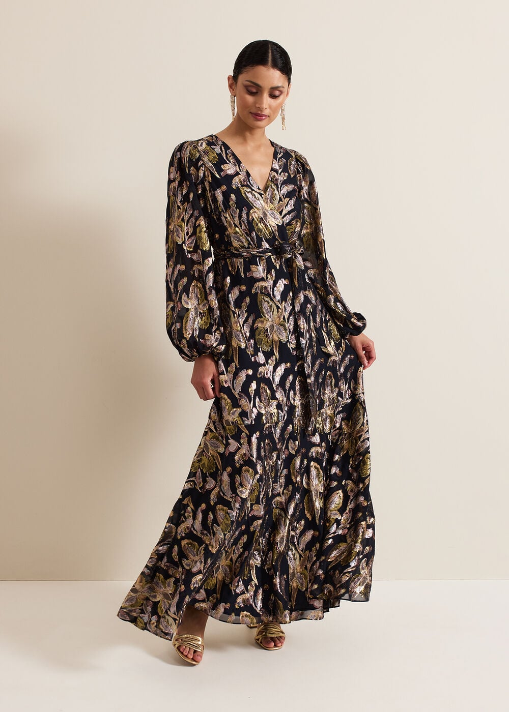 Ellio Silk Shimmer Maxi Dress