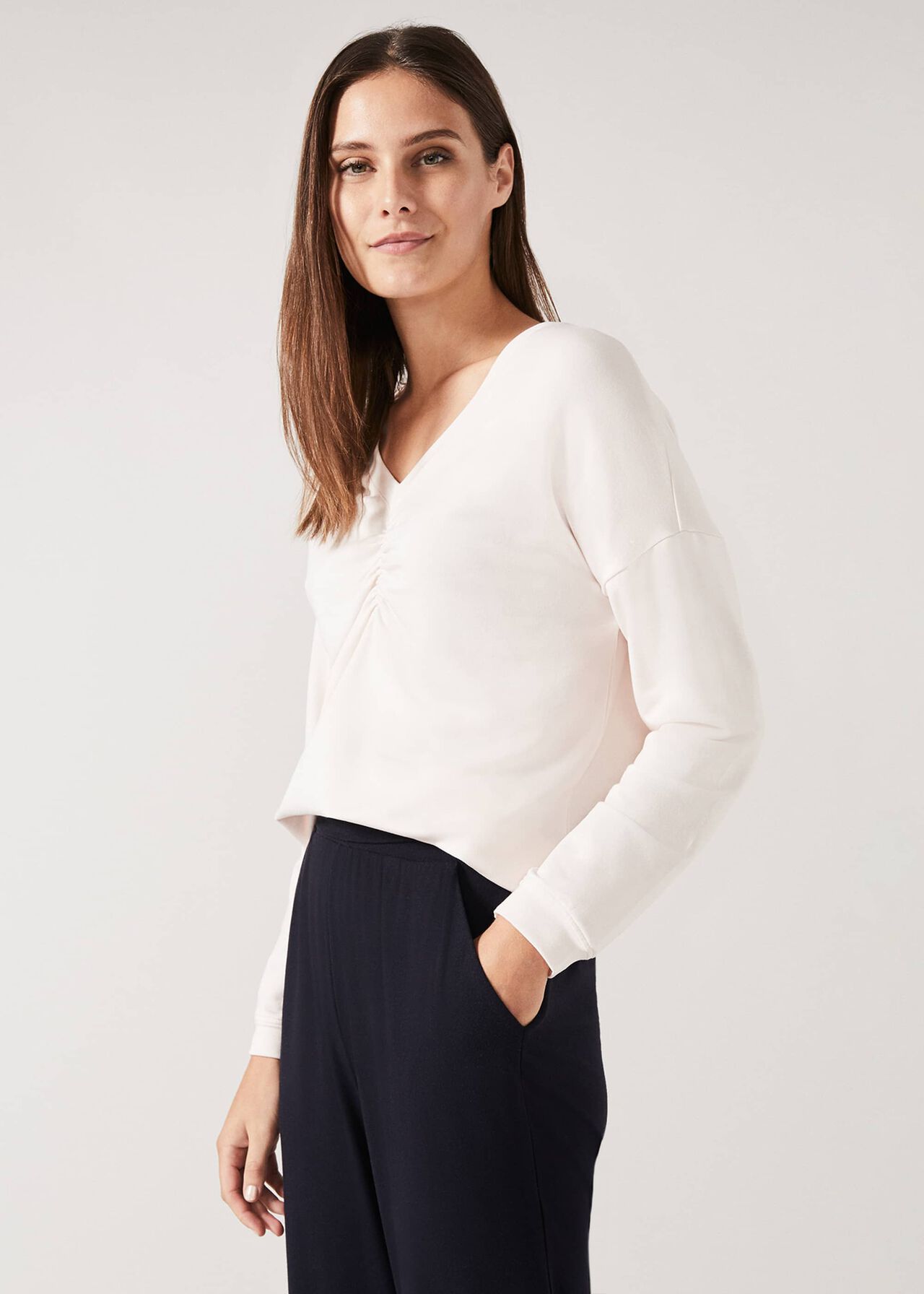 Ruched Front Sweat Top
