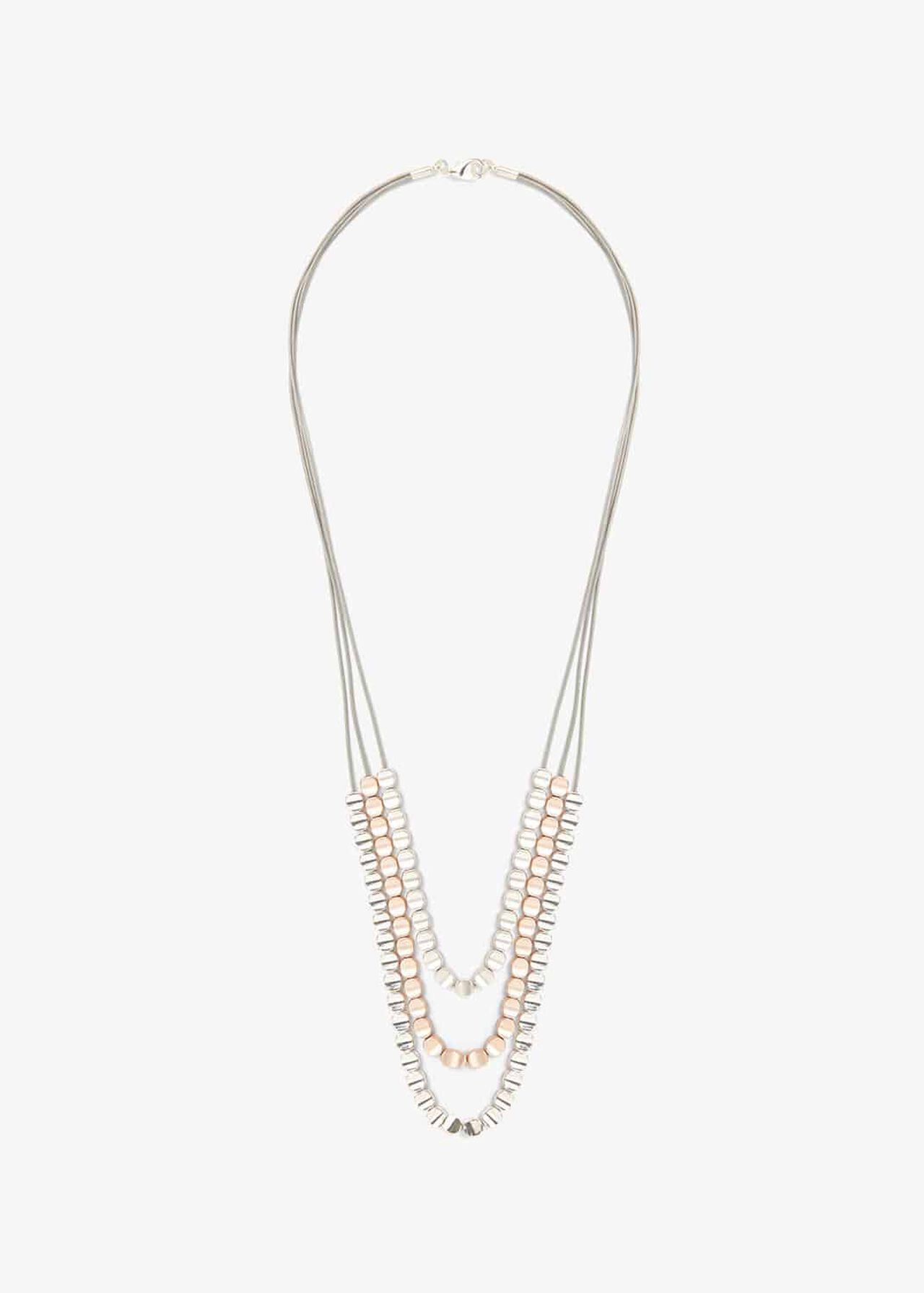 Polly Cord And Bead Triple Row Necklace