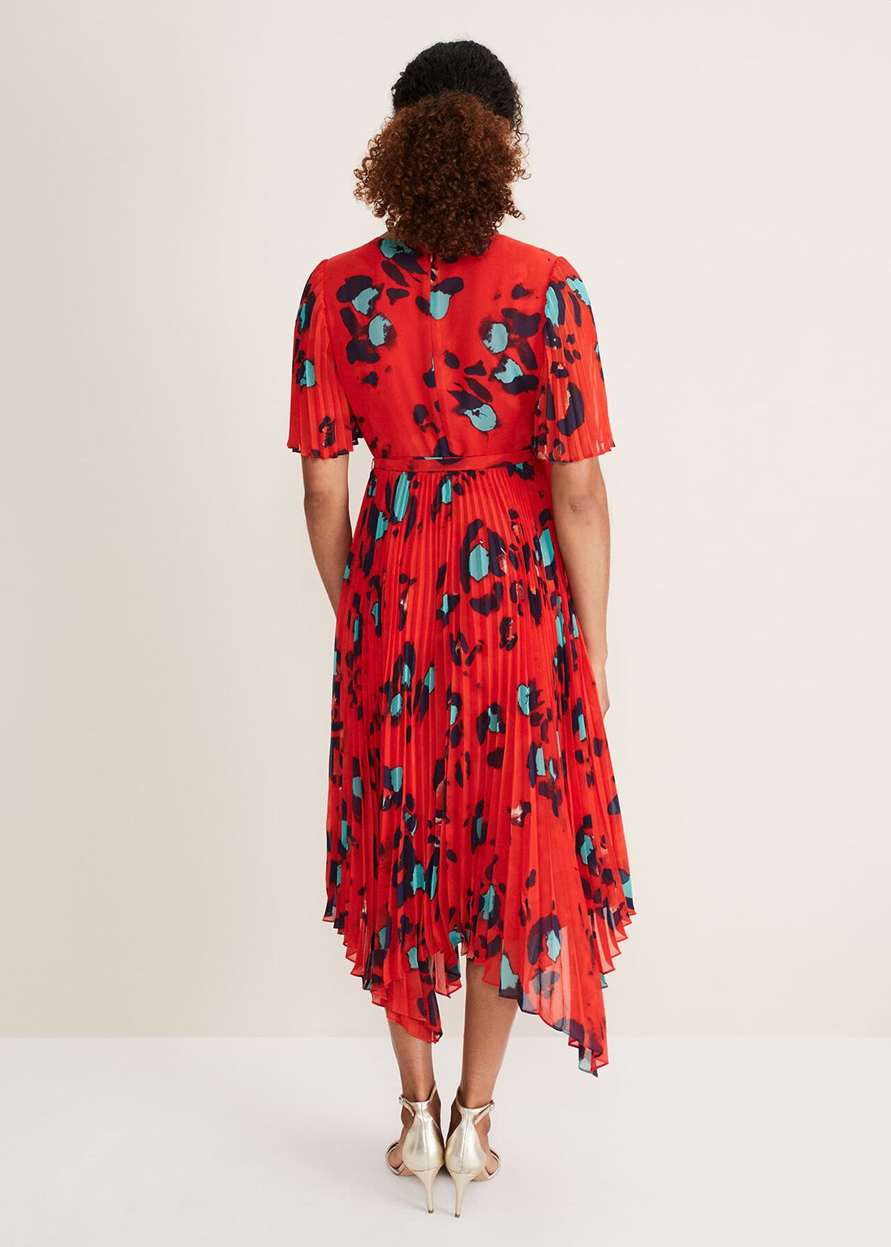 Kendall Butterfly Print Pleated Midi Dress