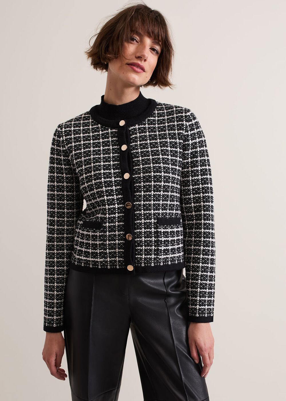 ${product-id}-Tiffany Lurex Check Cardigan-Black/Ivory-${view-type}