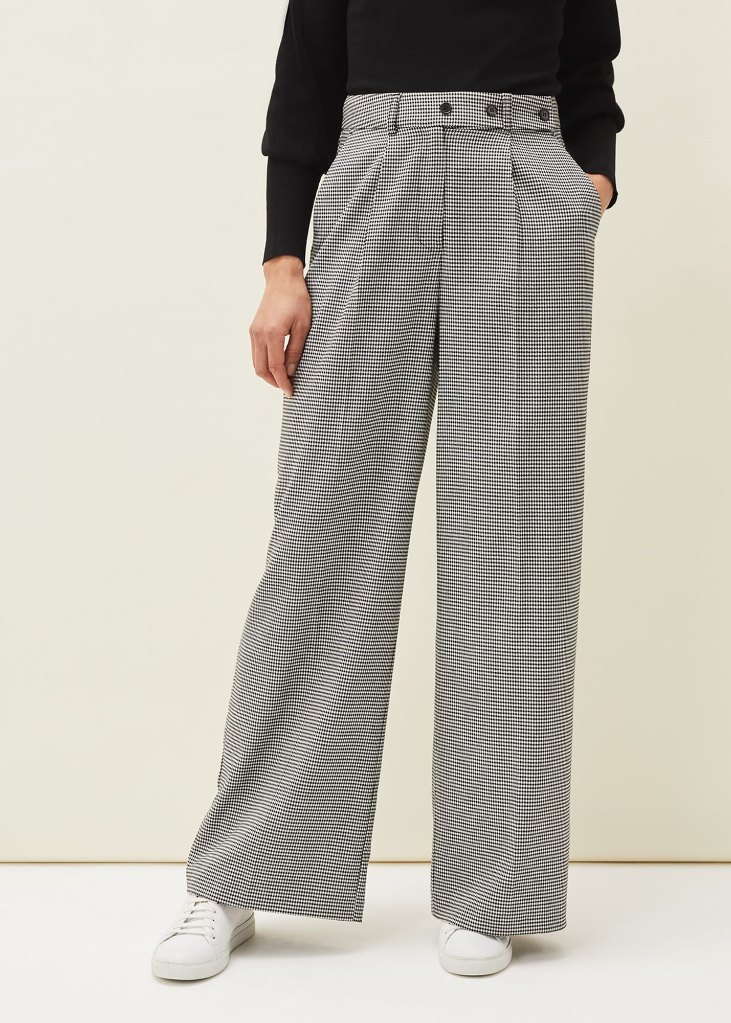 Dogtooth wide leg trousers top