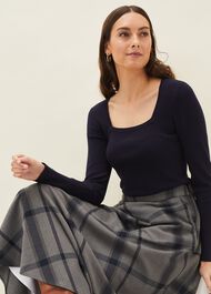 Molla Square Neck Fine Knit Jumper