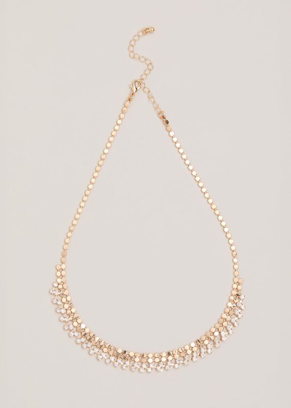 Gold Sparkle Disc Necklace