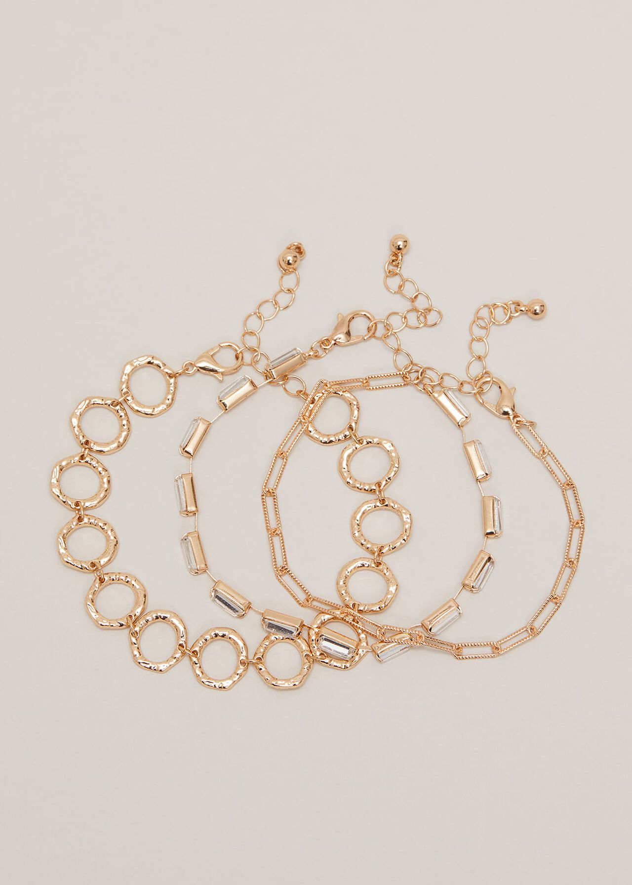 Circle Chain And Crystal Bracelet Set