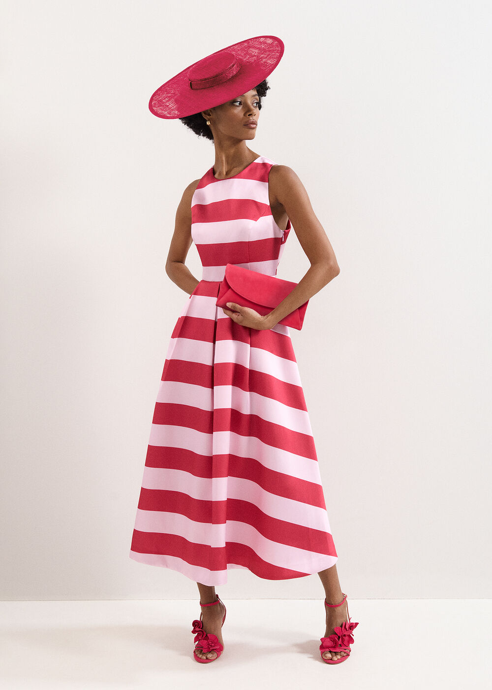 Petite Kiria Stripe Satin Midi Dress