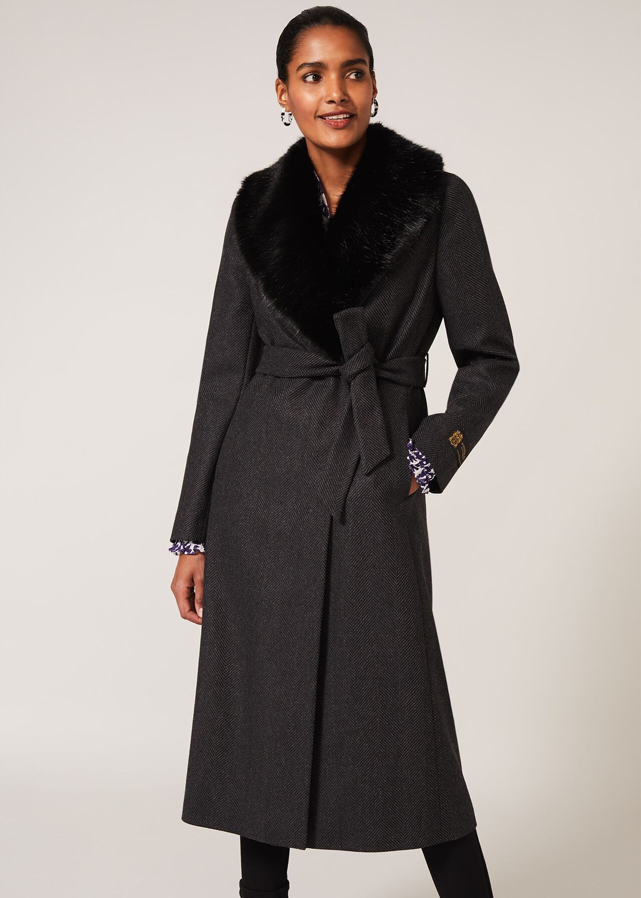 Elsie Fur Collar Wool Coat