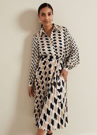Petite Lyric Geo Pleated Midi Dress